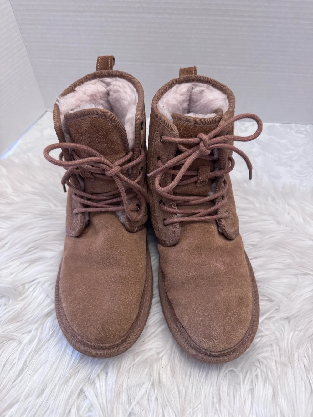 Ugg Harkley Mid Top Fleece Wool Lined Brown Casual Boots Men’s Size 8